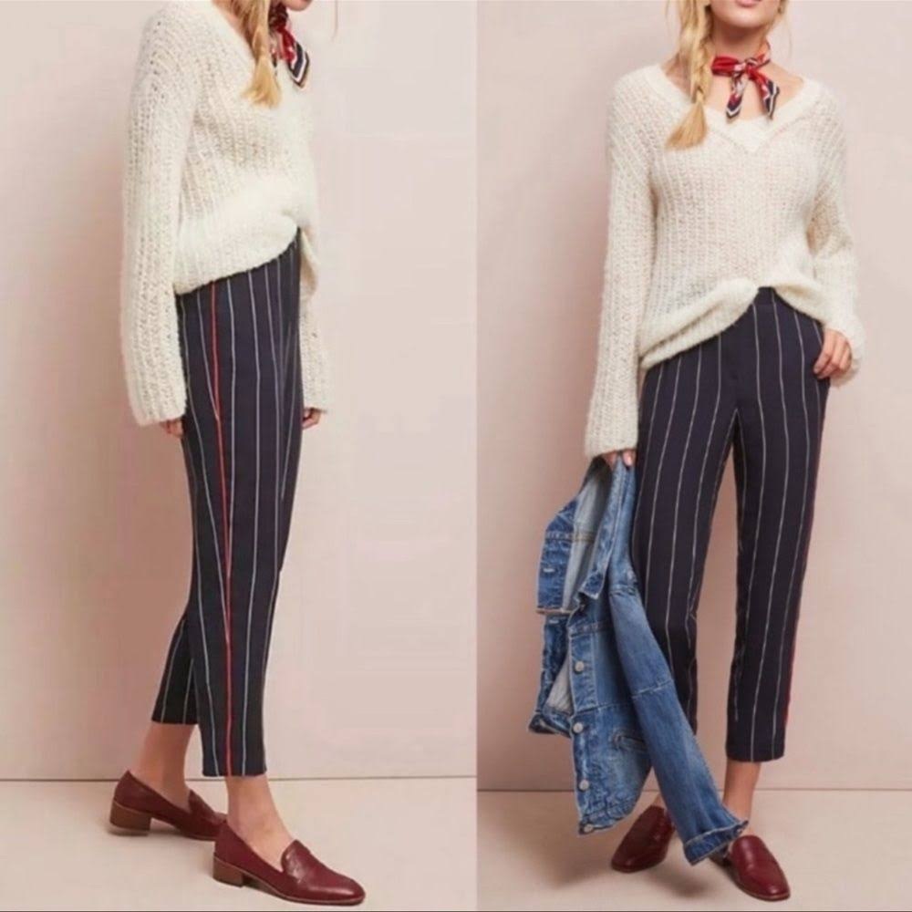 Anthropologie Ett Twa Navy Striped Pants size XS